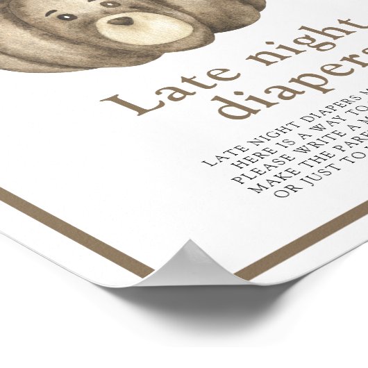 Baby Pumpkin Bear Spate night diaper game Poster (Ecke)