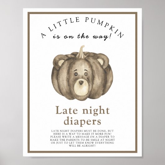Baby Pumpkin Bear Spate night diaper game Poster (Vorne)