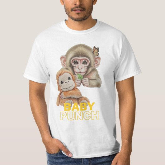 Baby Punch Cute Monkey with Plush Toy T-Shirt (Vorderseite)