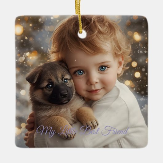 Baby & Puppy Christmas Magic Ornament (Vorderseite)
