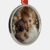 Baby & Puppy Christmas Magic Ornament Aus Metall (Rechts)