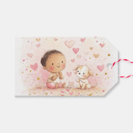 Baby & Puppy Valentine’s Gift Tags | Watercolor Geschenkanhänger
