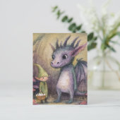 Baby Purple Dragon and Elf With Eggs Postkarte (Stehend Vorderseite)
