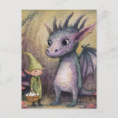 Baby Purple Dragon and Elf With Eggs Postkarte (Vorderseite)