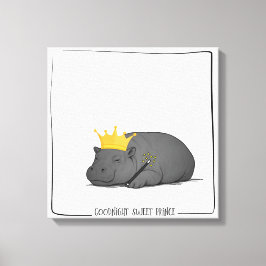 Baby Pygmy Hippo - Goodnight Sweet Prince - Canvas Leinwanddruck