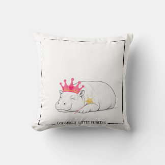 Baby Pygmy Hippo Princess Throw Pillow Kissen