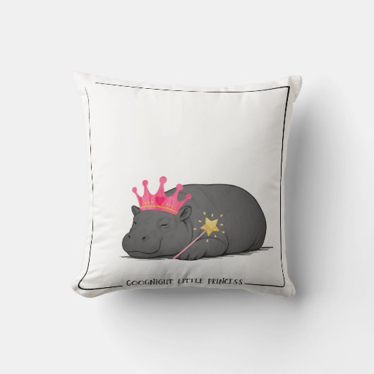 Baby Pygmy Hippo Princess Throw Pillow Kissen (Vorderseite)