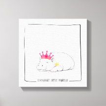 Baby Pygmy Hippo Princess Wall Canvas