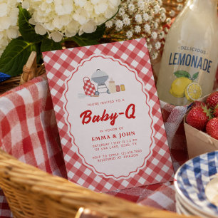 Baby Q 4. Juli Sommer BBQ Rot kariert Einladung