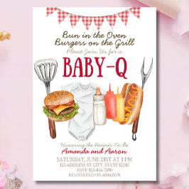 Baby-Q Baby Shower Invitation Template, BBQ Baby Einladung