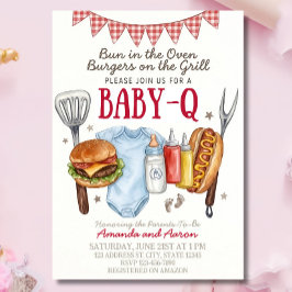 Baby-Q Baby Shower Invitation Template, BBQ Baby Einladung