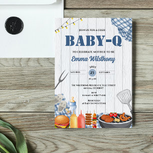Baby-Q Baby Shower Junge Rustikales BBQ Hinterhof  Einladung