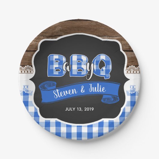 Baby Q Baby Shower Paper Plate - Blue Pappteller (Vorderseite)