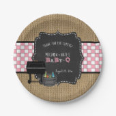 Baby Q Babydusche Dekoration, rustikale Wandtafel Pappteller (Vorderseite)