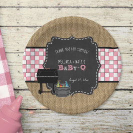 Baby Q Babydusche Dekoration, rustikale Wandtafel Pappteller