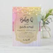 Baby-Q Barbecue Babydusche Einladung (Stehend Vorderseite)