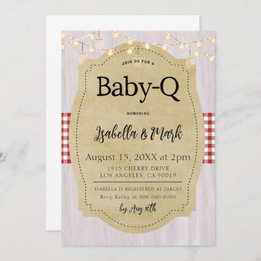Baby-Q Barbecue Babydusche Einladung (Vorne/Hinten)
