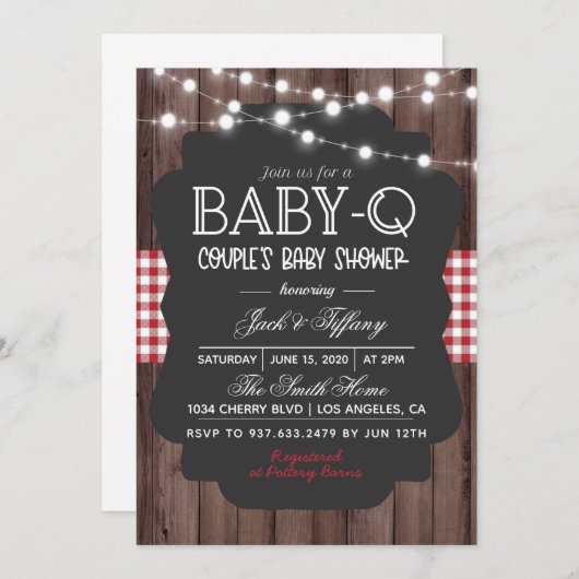 Baby-Q Barbecue Babydusche Einladung (Vorne/Hinten)