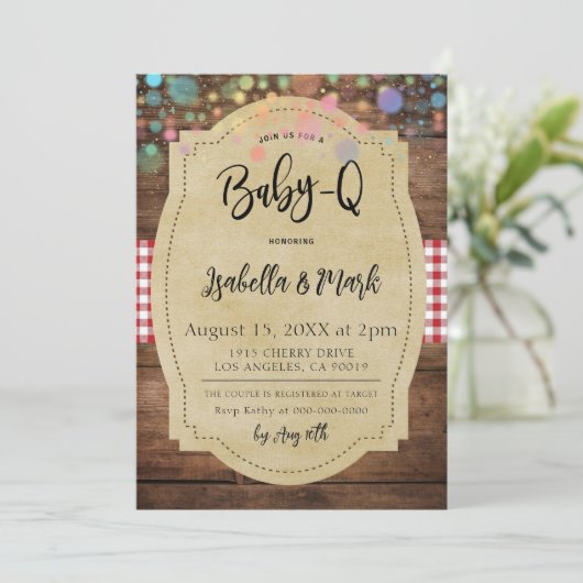 Baby-Q Barbecue Babydusche Einladung (Stehend Vorderseite)