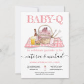 Baby Q Barbecue Dusche Pink Picnic Einladung (Vorderseite)