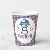 Baby Q Barbecue Gender Reveal Dusche Pappbecher (Rückseite)