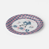 Baby Q Barbecue Gender Reveal Dusche Pappteller (Schrägansicht)