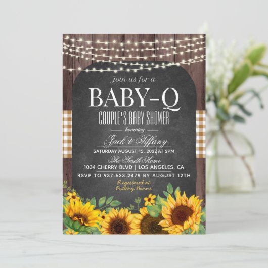 Baby-Q Barbecue Kinderdusche Einladung (Stehend Vorderseite)