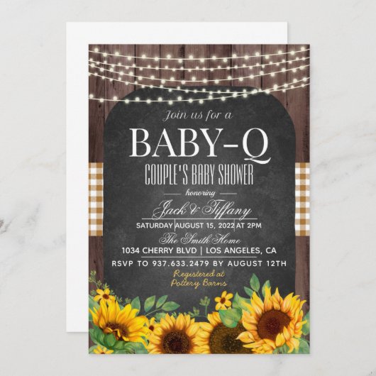 Baby-Q Barbecue Kinderdusche Einladung (Vorne/Hinten)