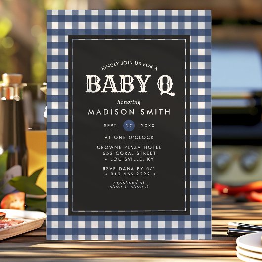 Baby Q Barbeque Blue Summer Country Baby Dusche Einladung
