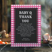 Baby Q Barbeque Rustic Country Baby Dusche Rosa Dankeskarte