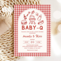 Baby Q BBQ Grillfest Paare Baby Shower Einladung