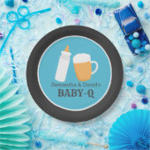 Baby-Q Beer Barbecue Co-Ed Duschplatte - Blau Pappteller (Party)