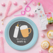 Baby-Q Beer Barbecue Co-Ed Duschplatte - Blau Pappteller (Party)