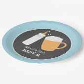 Baby-Q Beer Barbecue Co-Ed Duschplatte - Blau Pappteller (Schrägansicht)