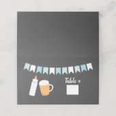 Baby-Q Blue Boy Beer and Bottle Baby Shower Platzkarte (Außenseite Aufgefaltet)