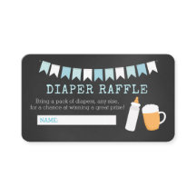 Baby-Q Blue Flasche und Bier Diaper Raffle Cards