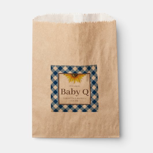 Baby Q Blue Gingham und Sunflower Geschenktütchen (Vorderseite)