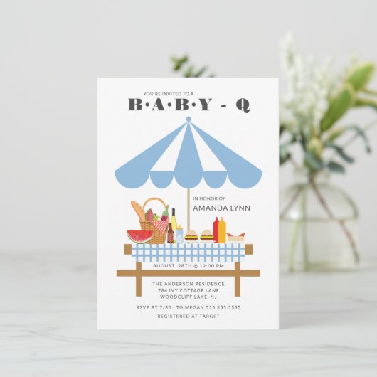 Baby Q Boys Babydusche Einladung (Stehend Vorderseite)