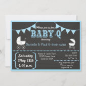 Baby-Q Chalkboard Blue Baby Shower Einladung (Vorderseite)
