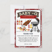 Baby-Q Checkered Red & Black Grill Baby Dusche Dankeskarte (Vorderseite)