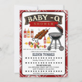 Baby-Q Checkered Red & Black Grill Baby Dusche Einladung (Vorderseite)