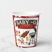 Baby-Q Checkered Red & Black Grill Baby Dusche Pappbecher (Rückseite)