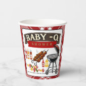 Baby-Q Checkered Red & Black Grill Baby Dusche Pappbecher (Vorderseite)