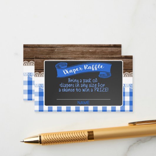 Baby Q Diaper Raffekarte - Blue Begleitkarte (Vorderseite/Rückseite Beispiel)