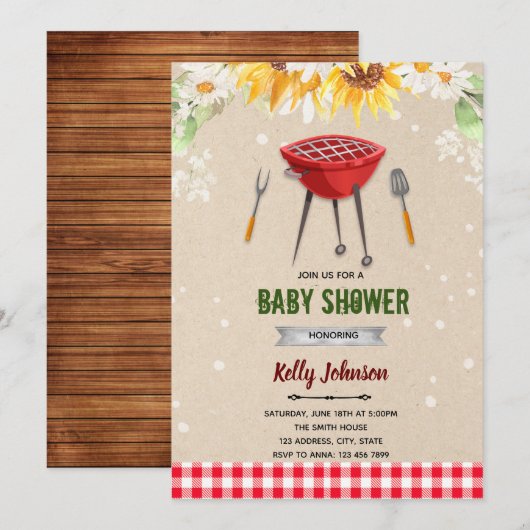 Baby Q Dusche Einladung (Vorne/Hinten)