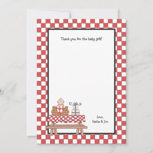 Baby Q Dusche Vielen Dank Hinweis Geschirr Mitteilungskarte (Vorderseite)