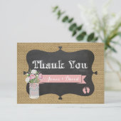 Baby-q Duschen-Leinwand-Weckglas danken Ihnen zu Dankeskarte (Stehend Vorderseite)