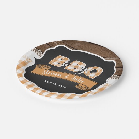 Baby Q Duschpapierplatte - Orange Pappteller (Schrägansicht)