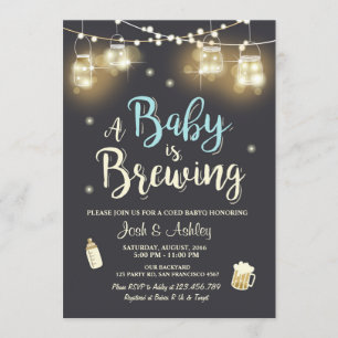 Baby Q Einladung Coed GRILLEN Baby Brauerei Boy bl