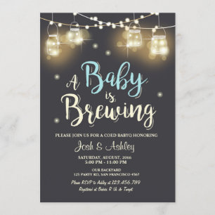 Baby Q Einladung Coed GRILLEN Baby Brewing Boy Blu